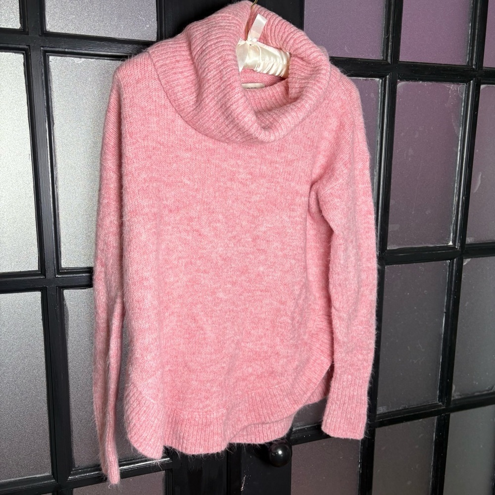 LOFT Pink Cowl Neck Knit Sweater Size XS Soft Cozy Pullover